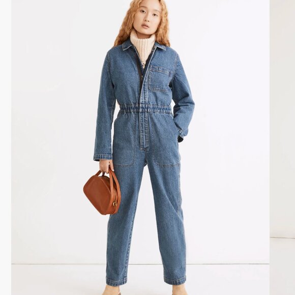 Madewell Denim Straight Coverall Jumpsuit - Picture 1 of 6